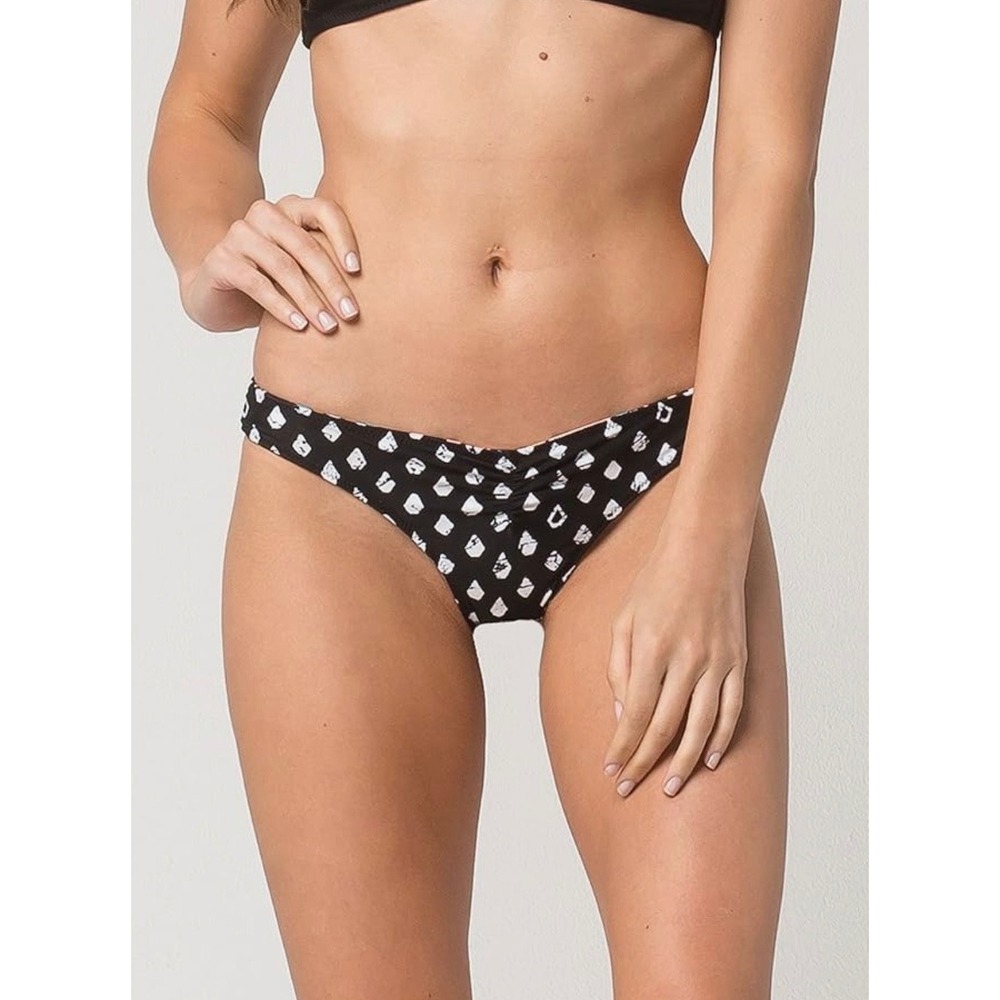 Volcom Simply Solid Reversible V-Bikini Bottoms Black Multi Tribal Print Lg New - Picture 3 of 9